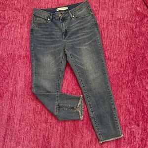 Rebecca Minkoff Cropped Ankle Jeans Raw Hem Ankle Zippers Blue Size 8P